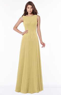 ColsBM Anika New Wheat Modest A-line Scoop Sleeveless Zip up Chiffon Bridesmaid Dresses