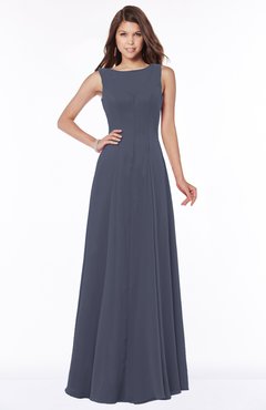 ColsBM Anika Nightshadow Blue Modest A-line Scoop Sleeveless Zip up Chiffon Bridesmaid Dresses