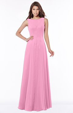 ColsBM Anika Pink Modest A-line Scoop Sleeveless Zip up Chiffon Bridesmaid Dresses