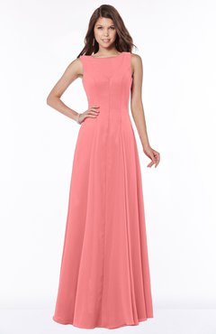 ColsBM Anika Shell Pink Modest A-line Scoop Sleeveless Zip up Chiffon Bridesmaid Dresses