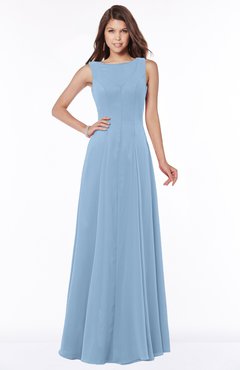 ColsBM Anika Sky Blue Modest A-line Scoop Sleeveless Zip up Chiffon Bridesmaid Dresses