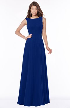 ColsBM Anika Sodalite Blue Modest A-line Scoop Sleeveless Zip up Chiffon Bridesmaid Dresses