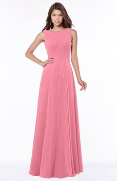 ColsBM Anika Watermelon Modest A-line Scoop Sleeveless Zip up Chiffon Bridesmaid Dresses
