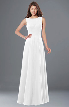 ColsBM Anika White Modest A-line Scoop Sleeveless Zip up Chiffon Bridesmaid Dresses