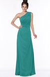 ColsBM Daniela Emerald Green Glamorous A-line Sleeveless Zip up Chiffon Ruching Bridesmaid Dresses
