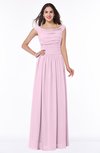 ColsBM Lillian Baby Pink Gorgeous A-line Short Sleeve Zip up Chiffon Floor Length Bridesmaid Dresses