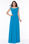 ColsBM Lillian Cornflower Blue Gorgeous A-line Short Sleeve Zip up Chiffon Floor Length Bridesmaid Dresses