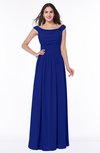 ColsBM Lillian Electric Blue Gorgeous A-line Short Sleeve Zip up Chiffon Floor Length Bridesmaid Dresses