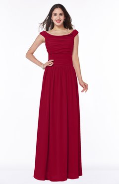 ColsBM Lillian Maroon Gorgeous A-line Short Sleeve Zip up Chiffon Floor Length Bridesmaid Dresses