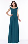 ColsBM Lillian Moroccan Blue Gorgeous A-line Short Sleeve Zip up Chiffon Floor Length Bridesmaid Dresses