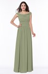 ColsBM Lillian Moss Green Gorgeous A-line Short Sleeve Zip up Chiffon Floor Length Bridesmaid Dresses