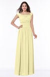 ColsBM Lillian Soft Yellow Gorgeous A-line Short Sleeve Zip up Chiffon Floor Length Bridesmaid Dresses