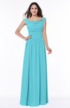 ColsBM Lillian Turquoise Gorgeous A-line Short Sleeve Zip up Chiffon Floor Length Bridesmaid Dresses
