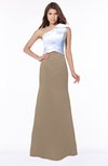 ColsBM Ariella Almondine Brown Modest Fishtail One Shoulder Sleeveless Satin Sweep Train Bridesmaid Dresses