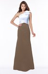 ColsBM Ariella Bronze Brown Modest Fishtail One Shoulder Sleeveless Satin Sweep Train Bridesmaid Dresses