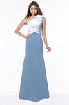 ColsBM Ariella Faded Denim Modest Fishtail One Shoulder Sleeveless Satin Sweep Train Bridesmaid Dresses