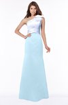 ColsBM Ariella Ice Blue Modest Fishtail One Shoulder Sleeveless Satin Sweep Train Bridesmaid Dresses