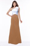ColsBM Ariella Light Brown Modest Fishtail One Shoulder Sleeveless Satin Sweep Train Bridesmaid Dresses