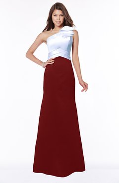 ColsBM Ariella Maroon Modest Fishtail One Shoulder Sleeveless Satin Sweep Train Bridesmaid Dresses