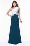 ColsBM Ariella Moroccan Blue Modest Fishtail One Shoulder Sleeveless Satin Sweep Train Bridesmaid Dresses