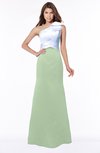 ColsBM Ariella Pale Green Modest Fishtail One Shoulder Sleeveless Satin Sweep Train Bridesmaid Dresses