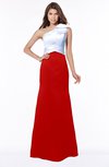 ColsBM Ariella Red Modest Fishtail One Shoulder Sleeveless Satin Sweep Train Bridesmaid Dresses