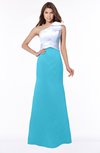 ColsBM Ariella Turquoise Modest Fishtail One Shoulder Sleeveless Satin Sweep Train Bridesmaid Dresses