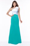 ColsBM Ariella Viridian Green Modest Fishtail One Shoulder Sleeveless Satin Sweep Train Bridesmaid Dresses