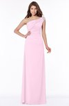 ColsBM Eliana Baby Pink Glamorous A-line Short Sleeve Zip up Chiffon Floor Length Bridesmaid Dresses