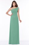 ColsBM Eliana Beryl Green Glamorous A-line Short Sleeve Zip up Chiffon Floor Length Bridesmaid Dresses