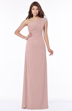 ColsBM Eliana Blush Pink Glamorous A-line Short Sleeve Zip up Chiffon Floor Length Bridesmaid Dresses
