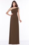 ColsBM Eliana Chocolate Brown Glamorous A-line Short Sleeve Zip up Chiffon Floor Length Bridesmaid Dresses