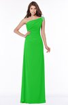ColsBM Eliana Classic Green Glamorous A-line Short Sleeve Zip up Chiffon Floor Length Bridesmaid Dresses