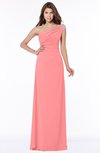 ColsBM Eliana Coral Glamorous A-line Short Sleeve Zip up Chiffon Floor Length Bridesmaid Dresses