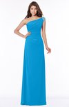 ColsBM Eliana Cornflower Blue Glamorous A-line Short Sleeve Zip up Chiffon Floor Length Bridesmaid Dresses