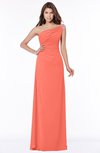ColsBM Eliana Living Coral Glamorous A-line Short Sleeve Zip up Chiffon Floor Length Bridesmaid Dresses