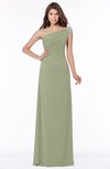 ColsBM Eliana Moss Green Glamorous A-line Short Sleeve Zip up Chiffon Floor Length Bridesmaid Dresses