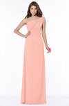 ColsBM Eliana Peach Glamorous A-line Short Sleeve Zip up Chiffon Floor Length Bridesmaid Dresses