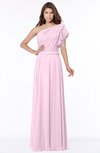 ColsBM Alexia Baby Pink Modest A-line Zip up Chiffon Floor Length Ruching Bridesmaid Dresses