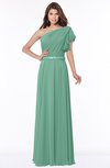 ColsBM Alexia Beryl Green Modest A-line Zip up Chiffon Floor Length Ruching Bridesmaid Dresses