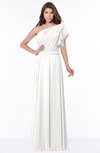 ColsBM Alexia Cloud White Modest A-line Zip up Chiffon Floor Length Ruching Bridesmaid Dresses