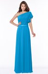 ColsBM Alexia Cornflower Blue Modest A-line Zip up Chiffon Floor Length Ruching Bridesmaid Dresses