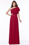 ColsBM Alexia Dark Red Modest A-line Zip up Chiffon Floor Length Ruching Bridesmaid Dresses