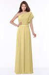 ColsBM Alexia Gold Modest A-line Zip up Chiffon Floor Length Ruching Bridesmaid Dresses