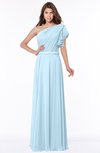 ColsBM Alexia Ice Blue Modest A-line Zip up Chiffon Floor Length Ruching Bridesmaid Dresses