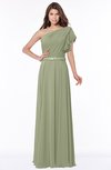 ColsBM Alexia Moss Green Modest A-line Zip up Chiffon Floor Length Ruching Bridesmaid Dresses