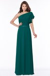 ColsBM Alexia Shaded Spruce Modest A-line Zip up Chiffon Floor Length Ruching Bridesmaid Dresses