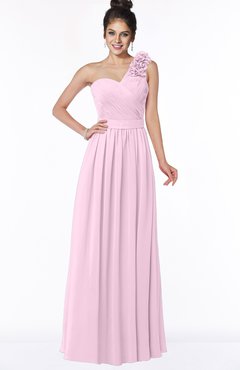 ColsBM Elisa Baby Pink Simple A-line One Shoulder Half Backless Chiffon Flower Bridesmaid Dresses