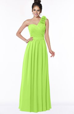 ColsBM Elisa Bright Green Simple A-line One Shoulder Half Backless Chiffon Flower Bridesmaid Dresses