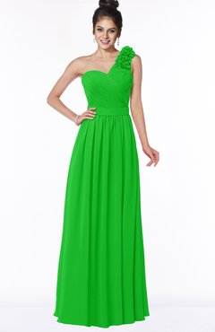 ColsBM Elisa Classic Green Simple A-line One Shoulder Half Backless Chiffon Flower Bridesmaid Dresses